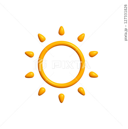 Bright Sunny 3D Sun Icon with Joyful Rays, Isolated on White. Happy Kid Logo for Vacation, Warm Climate, or Solar Energy Concepts. Childish Summer Style. Vector Illustration. Bright Sunny 3D Sun Icon with Joyful Rays, Isolated on White. Happy Kid Logo for Vacation, Warm Climate, or Solar Energy Concepts. Childish Summer Style. Vector Illustration. 127331826