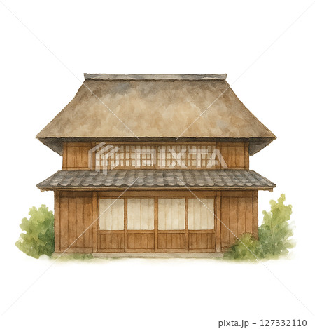 水彩タッチの茅葺き古民家イラスト・和風建物素材(切り抜きPNG) 水彩タッチの茅葺き古民家イラスト・和風建物素材(切り抜きPNG) 127332110