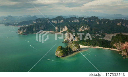 Aerial view of tropical lagoon, Railay, Thailand 127332248