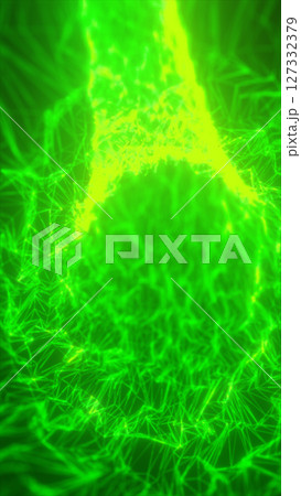 Dark background with green particle trails streaking across, creating a cosmic effect with bokeh lights Dark background with green particle trails streaking across, creating a cosmic effect with bokeh lights 127332379