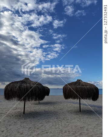 Beach chair sunset. High quality photo 127332491