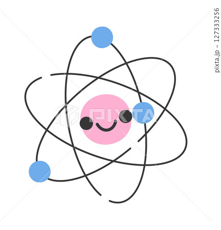 Cute animated atomic structure character 127333256