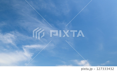 Time lapse. A Beautiful Clear Sky adorned with Wispy Clouds enhances the stunning view of nature and serenity 127333432