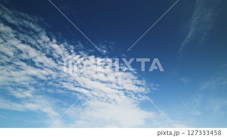 Time lapse. A beautiful and vivid blue sky filled with fluffy white clouds on a stunning summer day 127333458