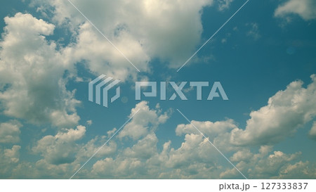 Time lapse. Dynamic Cloud Patterns Moving Gracefully Across a Bright and Lively Blue Sky Above Us Time lapse. Dynamic Cloud Patterns Moving Gracefully Across a Bright and Lively Blue Sky Above Us 127333837
