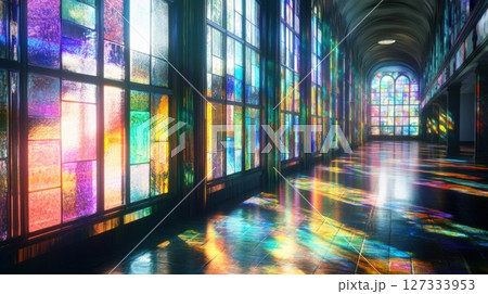 Stained glass in a whimsical, fantastic style 127333953
