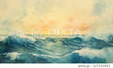 Watercolor Painting Of An Ocean 127333955