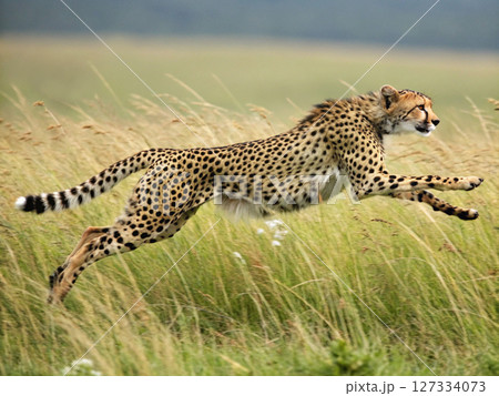 Cheetah runs across the savanna Cheetah runs across the savanna 127334073