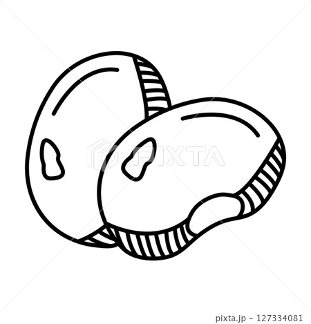 Two kidney beans black and white vector line icon Two kidney beans black and white vector line icon 127334081