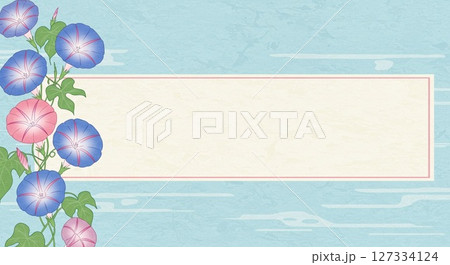 色とりどりの朝顔と背景は穏やかな水色 127334124