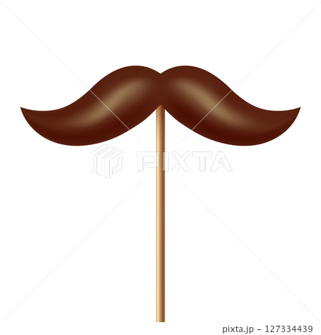Vector 3d Realistic Brown Mustache Prop on Stick, Isolated. Simple Mustache for Party, Photo Booth, Masquerade, Costume, Funny Carnival, Cosplay, Hipster Style Vector 3d Realistic Brown Mustache Prop on Stick, Isolated. Simple Mustache for Party, Photo Booth, Masquerade, Costume, Funny Carnival, Cosplay, Hipster Style 127334439