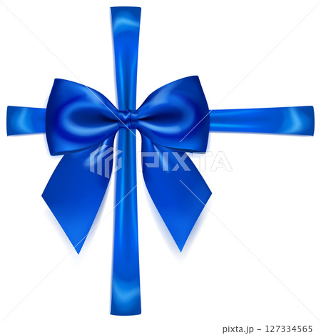 Beautiful blue bow with cross ribbons. Beautiful blue bow with cross ribbons. 127334565