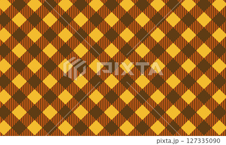 Checkered picnic plaid background. Gingham pattern. Halloween or Thanksgiving Day print. Tablecloth, blanket, basket napkin or towel texture. Wrapping paper or textile design. Vector illustration 127335090