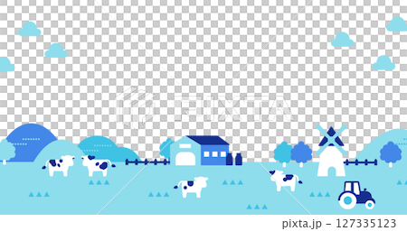 牛と風車がある牧場の田舎風景イラスト(農業・自然・動物) 牛と風車がある牧場の田舎風景イラスト(農業・自然・動物) 127335123