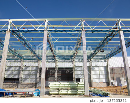 Roof construction for factory warehouse. 127335251