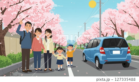 新しい家族の形！車と過ごす幸せなひととき 127335488