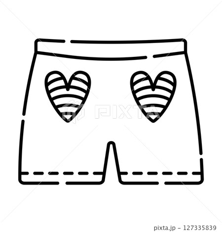 Man shorts with hearts black line icon Man shorts with hearts black line icon 127335839