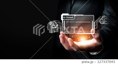 Human interact with AI artificial intelligence virtual assistant FaaS Human interact with AI artificial intelligence virtual assistant FaaS 127337043