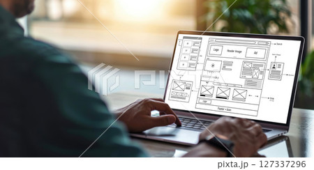 Website design software provide brisk template for online retail business 127337296
