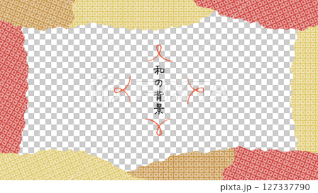 日式背景。成熟色彩的日式框架。摺紙剪紙桌布。 127337790