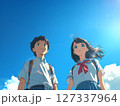 青空を見上げる高校生 127337964
