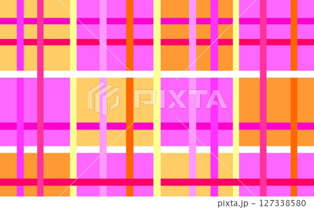 格子模様　幾何学模様　四角形　ピンク　オレンジ色 127338580