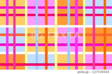 格子模様　幾何学模様　四角形　ピンク　オレンジ色 127338583