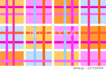 格子模様　幾何学模様　四角形　ピンク　オレンジ色 127338584