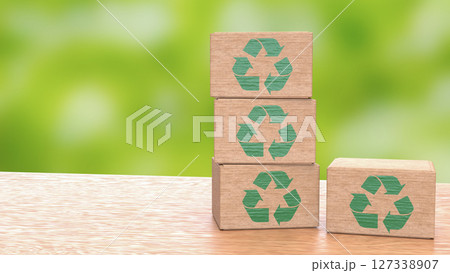 The Recycle symbol on Box for eco concept 3d Rendering. 127338907