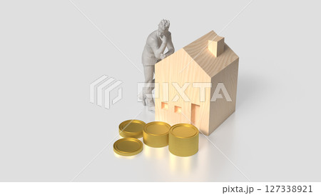 The House and coins for Building or property concept 3d Rendering. The House and coins for Building or property concept 3d Rendering. 127338921