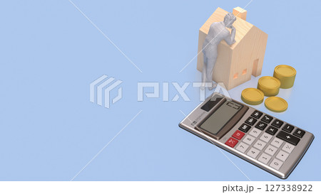 The House and coins for Building or property concept 3d Rendering. 127338922