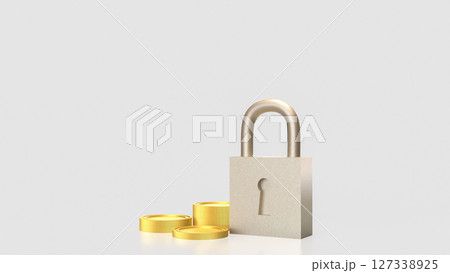 The Lock and coins for Security concept 3d Rendering. 127338925
