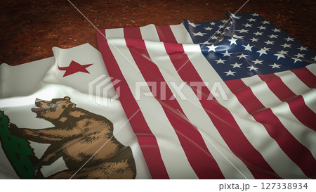 The California and America flag for Crisis concept 3d Rendering. 127338934
