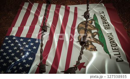 The California and America flag for Crisis concept 3d Rendering. 127338935
