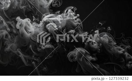 黒に漂う幻想的な煙のテクスチャ1 127339232