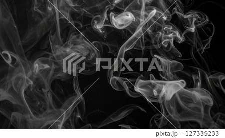黒に漂う幻想的な煙のテクスチャ2 127339233