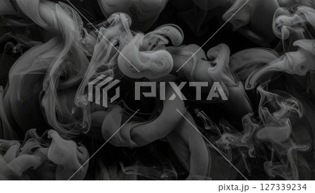黒に漂う幻想的な煙のテクスチャ3 127339234