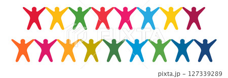 SDGsカラーで伝える！手を広げる人々のアイコンイラスト 127339289