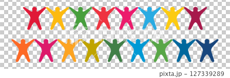 SDGsカラーで伝える！手を広げる人々のアイコンイラスト 127339289