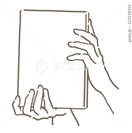 本を持つ手のイラスト。手と本。シンプルタッチ、ベクターイラスト素材。 127339353