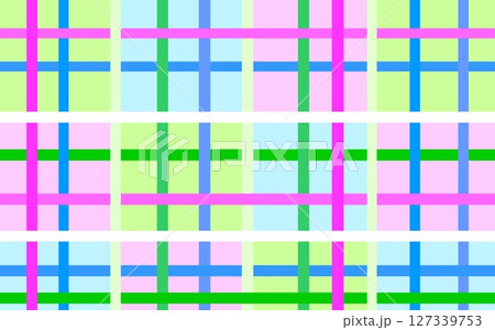 格子模様　幾何学模様　四角形　ピンク　グリーン 127339753
