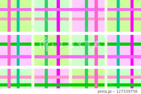 格子模様　幾何学模様　四角形　ピンク　グリーン 127339756