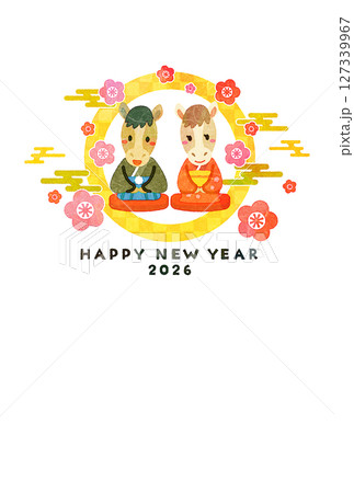 お正月　年賀　年賀状　イラスト　午年 127339967