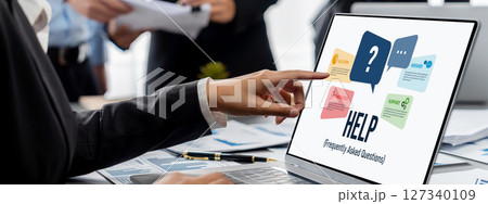 Analyst team working on data analysis dashboard on laptop screen. Insight Analyst team working on data analysis dashboard on laptop screen. Insight 127340109