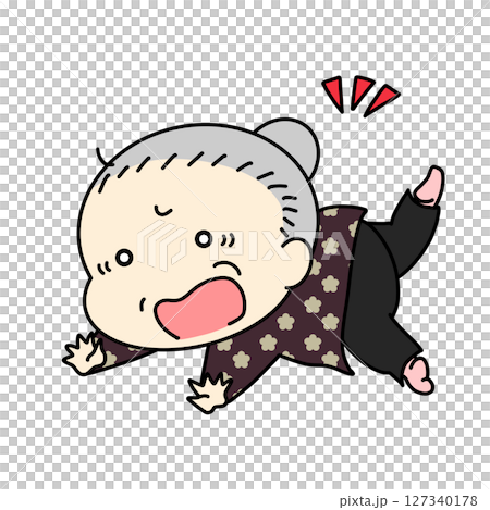 Illustration of a grandmother about to fall forward 127340178