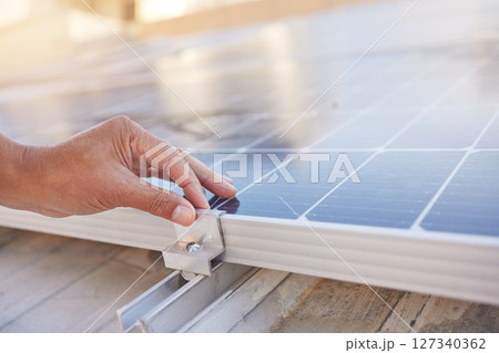 Engineer, hands and solar panel with maintenance, working and industry for renewable energy in sunshine. Working, solar energy and sustainability for future, clean power and photovoltaic electricity Engineer, hands and solar panel with maintenance, working and industry for renewable energy in sunshine. Working, solar energy and sustainability for future, clean power and photovoltaic electricity 127340362