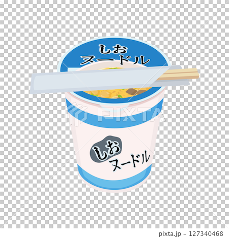 鹽口味泡麵倒入熱水並等待的插圖 127340468