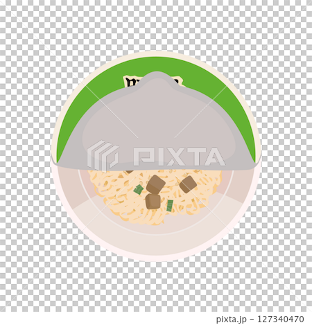 打開的豚骨方便麵杯插圖 127340470