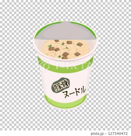 打開的豚骨方便麵杯插圖 127340472
