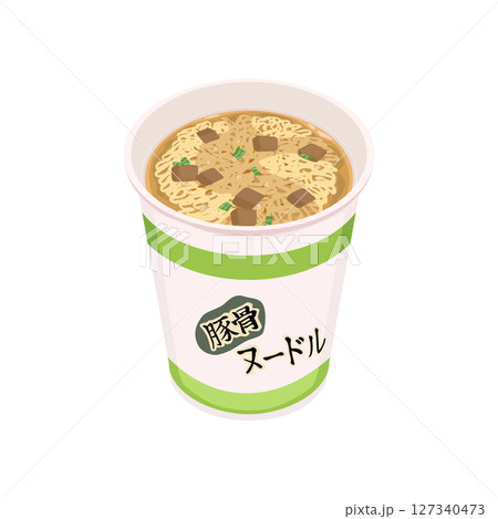 豚骨味のカップ麺にお湯を入れたイラスト 豚骨味のカップ麺にお湯を入れたイラスト 127340473